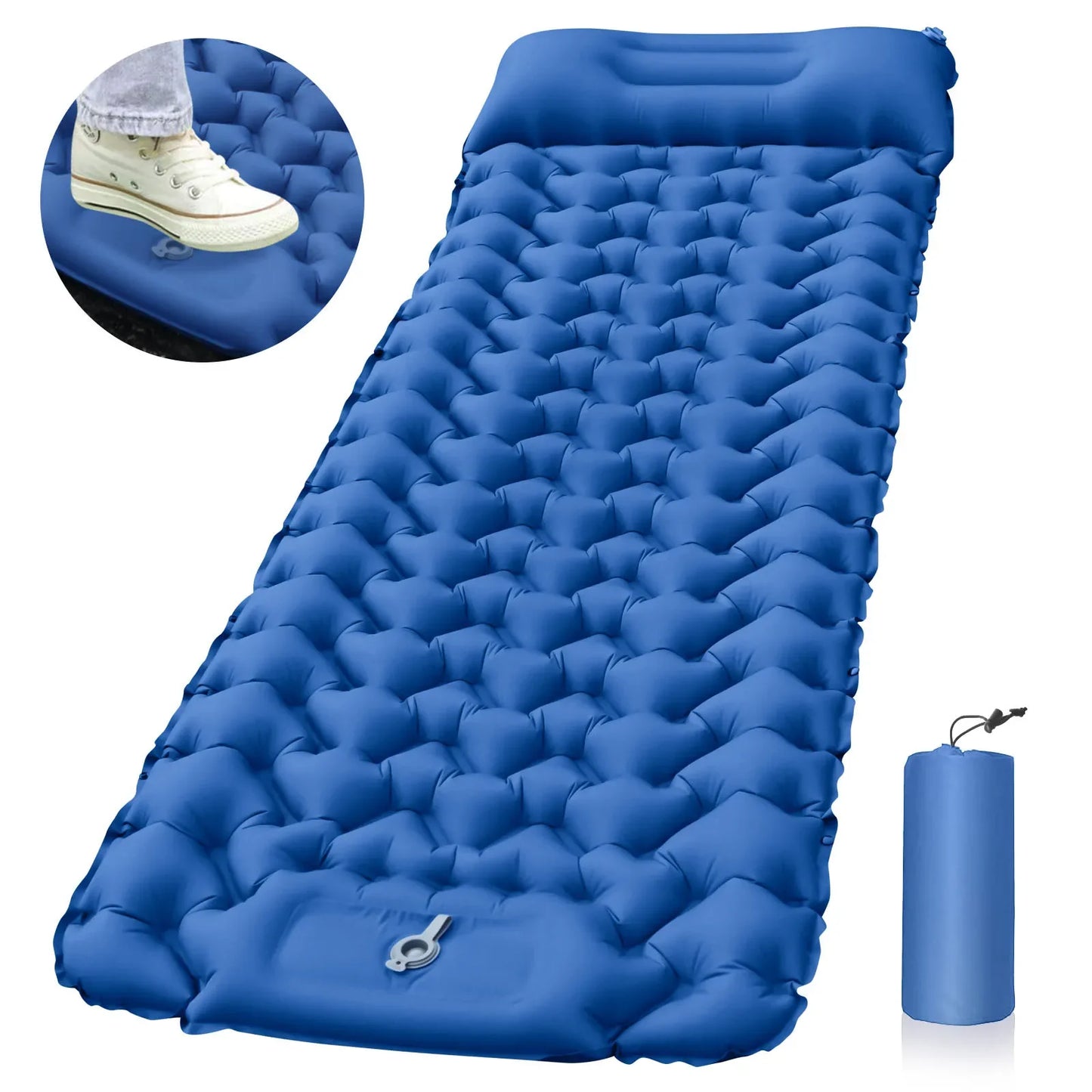 Outdoor Sleeping Pad Camping Inflatable Mattress with Pillows Travel Mat Folding Bed Ultralight Air Cushion Hiking Trekking