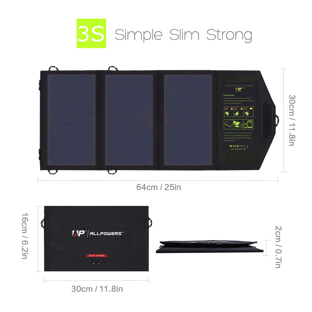 Solar Panel 5V21W Portable Phone Charger Solar Charger Dual USB Output Mobile Solar Battery Charger for Iphone Samsung