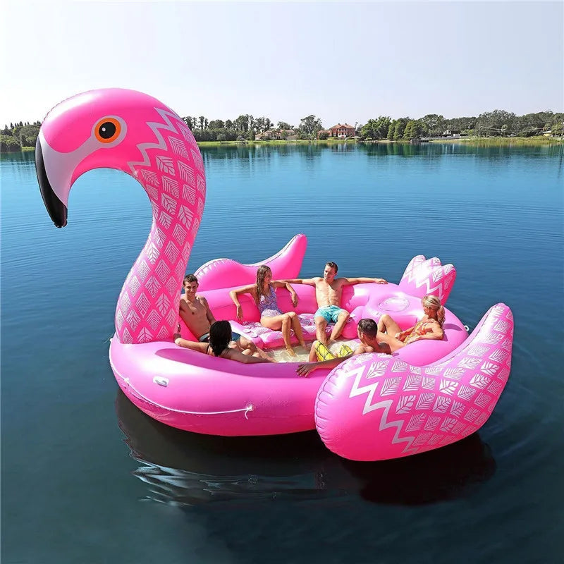 6 Person Flamingo Unicorn Pool Float Island Blow up Summer Beach Swimming Party Lounge Raft Toys