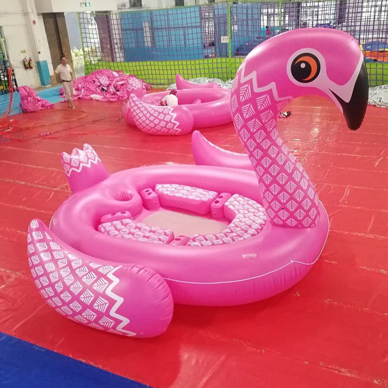 6 Person Flamingo Unicorn Pool Float Island Blow up Summer Beach Swimming Party Lounge Raft Toys