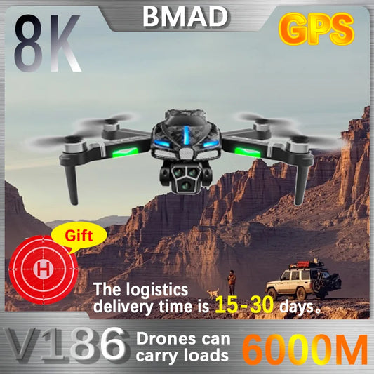 New 2024 V186 Brushless Drone Professional Three Camera HD Aerial 2.4G Photography Professional Obstacle Four-Axis Toy Gift