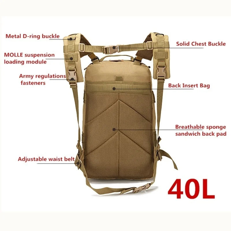 20L/40L Outdoor Rucksacks Tactical Backpack Sports Camping Hiking Trekking Fishing Hunting Bag