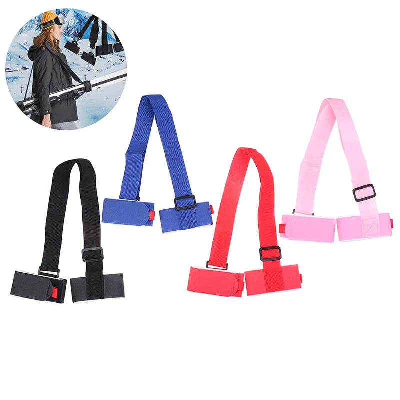 Adjustable Skiing Pole Shoulder Hand Carrier Lash Handle Straps Nylon Skiing Bags Porter Hook Loop Protecting for Ski Snowboard