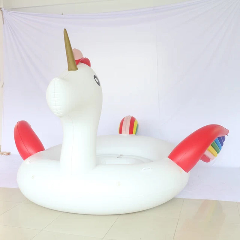 6 Person Flamingo Unicorn Pool Float Island Blow up Summer Beach Swimming Party Lounge Raft Toys